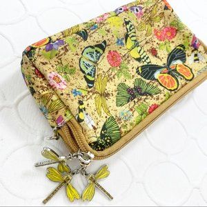 Sydney Love Dragonfly Butterfly Bag clutch cloth zip wallet bright multi color